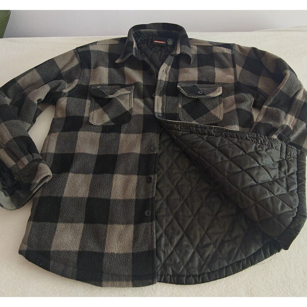 Dickies Fleece Lined Shacket Men’s Large Black Buffalo Plaid Snap Front Jacket